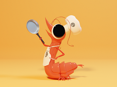 chef shrimp design illustration