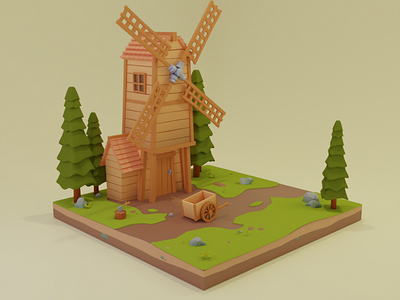 Windmill 3d 3d art blender3d design food foodillustration illustration
