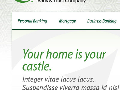 Banking Site Home Page concept texture top nav web design
