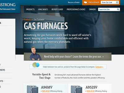 Furnace Category layout web design