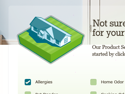 Isometric House - Air Quality Product Selector checkbox illustration interactive ux widget