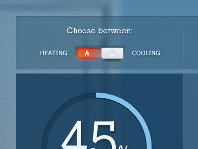 Heating - Cooling Toggle button calculator infographic slider toggle ui ux web