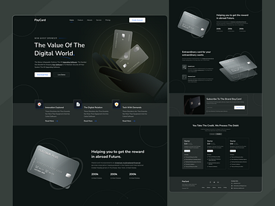 The Card landing page design interaction. branding card card landing page cardlandingpage dark devit card e commerce earn home page interface landing page mastercard product product landing page simple ui design ui interface uiux web design website