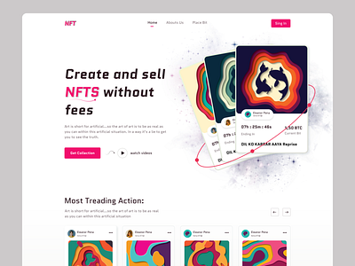 NFT Marketplace - Landing Page Design. art bitcoin blockchain community crypto crypto landingpage cryptocurrency header header exploration landing page marketplace minimal nft nft art nft landingpage nft website ui design user interface web design website