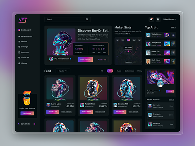 NFT Marketplace Dashboard.