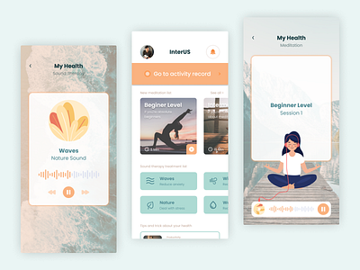 Health and Wellness Mobile App application audio blue employee figma fun healing health meditation mental health mobile sound ui ux wellness yoga