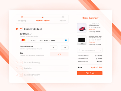 Credit Card Checkout - Daily UI #002 card challenge checkout clean commerce credit credit card daily ui market minimalist orange web design white