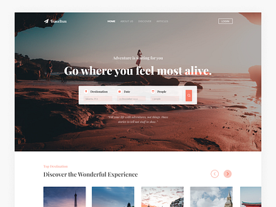 Travel and Tourism Landing Page - Daily UI #003 adventure website clean daily ui daily ui 003 destination flight landing page minimalist search tourism website travel and tourism travel website white