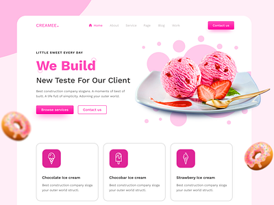 E-commerce Ice Cream Header Exploration agency colorful creative e cmmerce food fresh header ice cream interface landing page market minimal popular product resturant store template trends web design web site