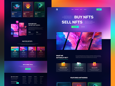 NFT Marketplace Website - UI Design bitcoin buy cpdesign crypto crypto art cryptocurrency digital art ethereum landing page nft art nft marketplace nft revelations nfts sell token token art trending uiux virtual coin web design