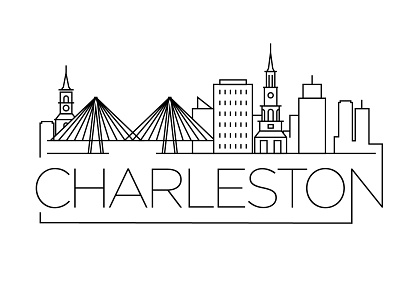 Charleston Minimal Skyline building charleston city design flat icon illustration line minimal stroke usa vector