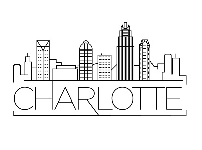 Charlotte Minimal Skyline building charlotte city design flat icon illustration line linear minimal usa vector