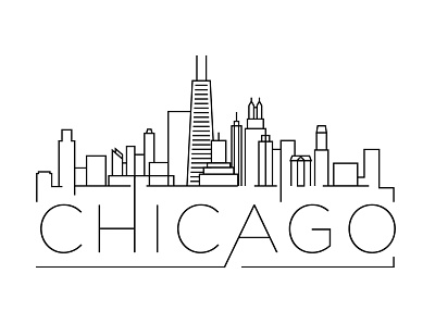 Chicago Minimal Skyline building chicago city design flat icon illustration line linear minimal usa vector