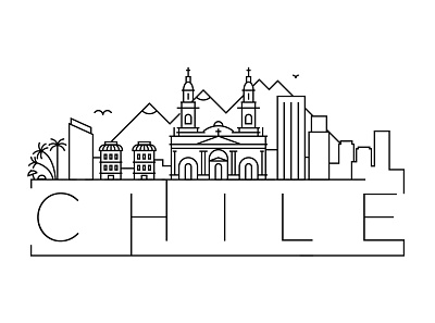 Chile Minimal Skyline building chile city design flat icon illustration line linear minimal santiago vector
