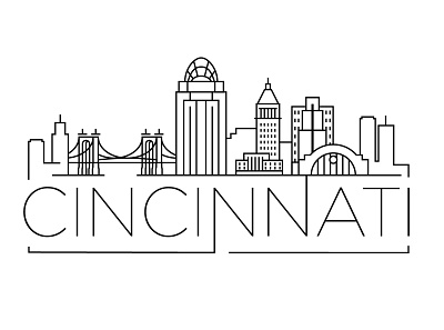 Cincinnati Minimal Skyline building cincinnati city design flat icon illustration line linear minimal usa vector