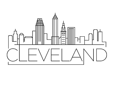 Cleveland Minimal Skyline building city cleveland design flat icon illustration line linear minimal stroke usa vector