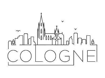 Cologne Minimal Skyline building city cologne design flat germany icon illustration line linear minimal stroke vector