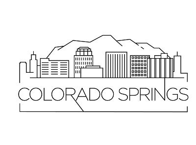 Colorado Springs Minimal Skyline building city colorado design flat icon illustration line linear minimal stroke usa vector