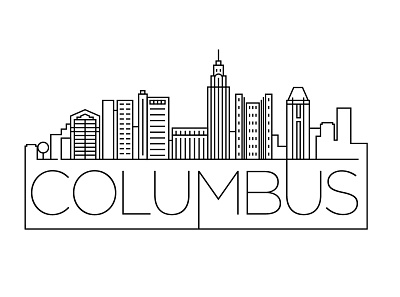 Columbus Minimal Skyline building city columbus design flat icon illustration line linear minimal usa vector