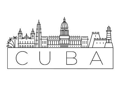 Cuba Minimal Skyline building city cuba design flat havana icon illustration line linear minimal vector