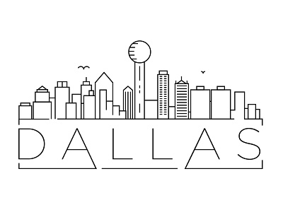 Dallas Minimal Skyline building city dallas design flat icon illustration line linear minimal usa vector