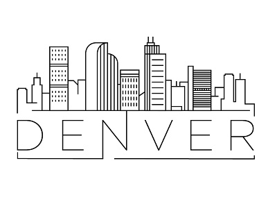 Denver Minimal Skyline building city denver design flat icon illustration line linear minimal usa vector