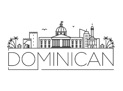 Dominican Minimal Skyline building city design dominic dominican flat icon illustration line linear minimal stroke vector