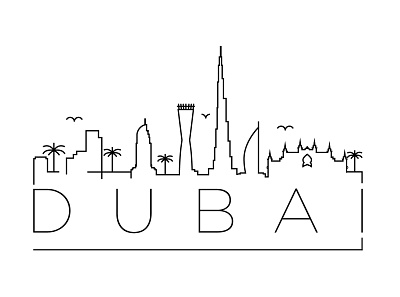 Dubai Minimal Skyline building city design dubai flat icon illustration line linear minimal stroke vector