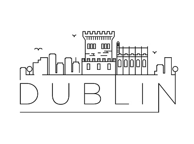 Dublin Minimal Skyline building city design dublin flat icon illustration ireland line linear minimal stroke vector