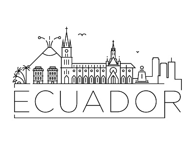 Ecuador Minimal Skyline building city design ecuador flat icon illustration line linear minimal vector