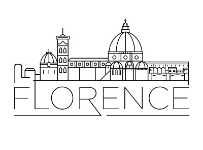 Florence Minimal Skyline building cathedral city design flat florence icon illustration italy line linear minimal san marco vector