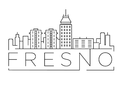 Fresno Minimal Skyline building city design flat fresno icon illustration line linear minimal usa vector