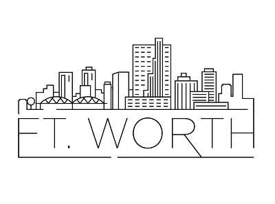 Ft Worth Minimal Skyline building city design flat ft. worth icon illustration line linear minimal usa vector