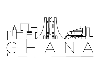 Ghana Minimal Skyline africa building city design flat ghana icon illustration line linear minimal skyline vector