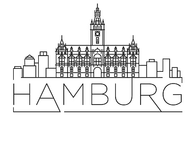 Hamburg Minimal Skyline building city design flat germany hamburg icon illustration line linear minimal vector