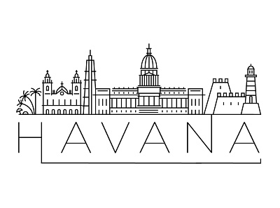 Havana Minimal Skyline building city cuba design flat havana icon illustration line linear minimal skyline vector