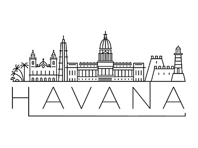 Havana Minimal Skyline building city cuba design flat havana icon illustration line linear minimal skyline vector