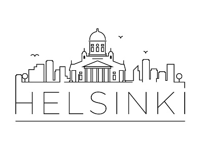 Helsinki Minimal Skyline building city design finland flat helsinki icon illustration line linear minimal vector