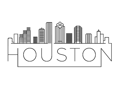 Houston Minimal Skyline building city design flat houston icon illustration line linear minimal usa vector