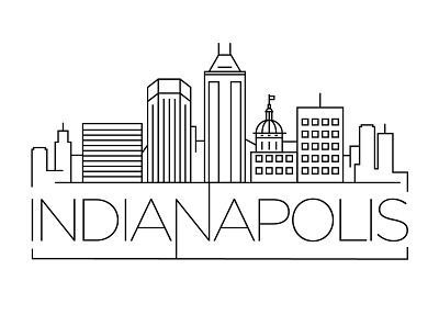 Indianapolis Minimal Skyline building city design flat icon illustration india indianapolis line linear minimal usa vector