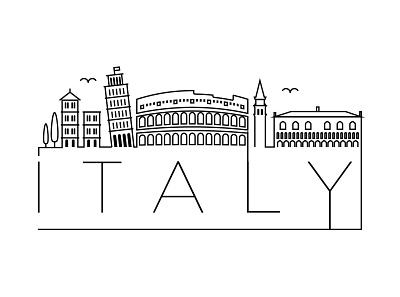 Italy Minimal Skyline building city design flat florence icon illustration italy line linear minimal rome vector