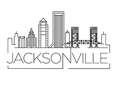 Jacksonville Minimal Skyline america building city design flat icon illustration jackonville line linear minimal usa vector