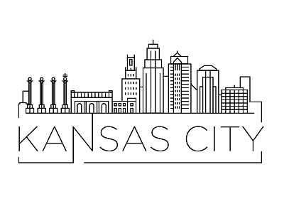 Kansas City Minimal Skyline america building city design flat icon illustration kansas line linear minimal usa vector