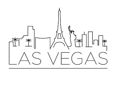 Las Vegas Minimal Skyline america building casino city design flat icon illustration las vegas line linear minimal usa vector