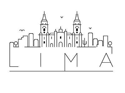 Lima Minimal Skyline america building city design flat icon illustration latin lima line linear minimal peru vector