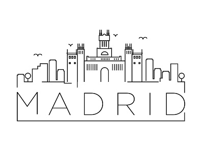 Madrid Minimal Skyline building design flat icon illustration line linear madrid minimal spain vector