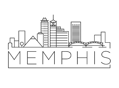 Memphis Minimal Skyline america building city design flat icon illustration line linear memphis minimal stroke usa vector