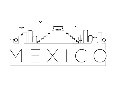 Mexico Minimal Skyline america building city design flat icon illustration line linear mexico minimal vector