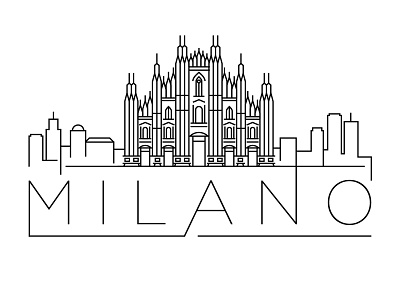 Milano Minimal Skyline building cathedral city design flat icon illustration italy line linear milano minimal vector