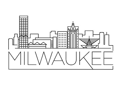 Milwaukee Minimal Skyline america building city design flat icon illustration line linear logo milwaukee minimal usa vector